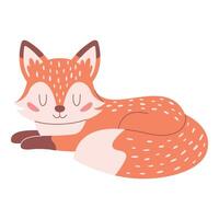 Cozy autumn design with cute sleeping fox. Autumn forest design for cards, paper prints, web banners vector