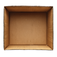 Empty cardboard open box, carton box concept isolated on transparent background cut out png