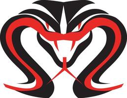 Black and red snake stylized as a logo on a white background. Background excluded vector