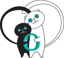 two cats hugging with tails in the form of a heart on a white background vector