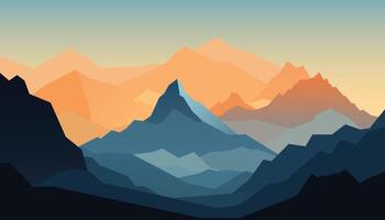 Flat minimalistic design. Panorama of a mountain landscape. Easy to change colors. vector