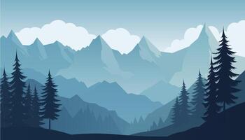 Flat minimalistic design. Panorama of a mountain landscape. Easy to change colors. vector