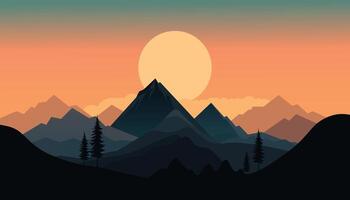 Flat minimalistic design. Panorama of a mountain landscape. Easy to change colors. vector