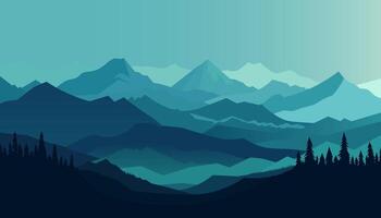 Flat minimalistic design. Panorama of a mountain landscape. Easy to change colors. vector