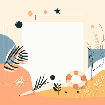 Summer Sale Template Banner With Abstract trendy Colorful Beach Elements. Design For Promotion Hello summer, poster design, brochure, postcard, cover, banner stock illustration