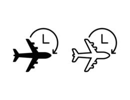 Flight Schedule icon. Flight duration. Airplane and clock icon. Flight time icon symbol design vector