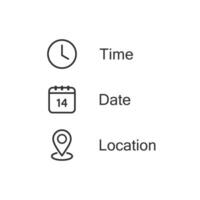 Date, time, location icon in trendy style vector