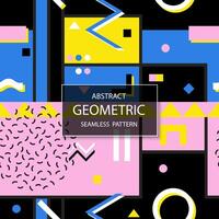 seamless colorful abstract pattern with creative geometric shapes. Bright trendy design, fashion retro style 80 - 90s. Artistic vibrant background vector