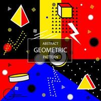 Colorful abstract pattern with creative geometric 3d shapes. Trendy bright background, fashion style 80 - 90s. Vibrant retro print vector