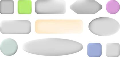 3d button set with gradient Isolated elements for your design A collection of gray and colored shapes vector