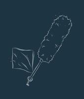 Dust remover tool and wipes drawing in graphic style on blue background vector