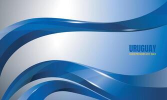 Waving simple blue line shape in 3d concept design for uruguay independence day and all countries with blue and white flags vector