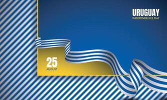 Waving uruguay ribbon flag from inside to outside in blue white flat background design for uruguay independence day vector