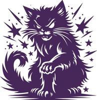 Dynamic Vectors Silhouette of an Enraged Cat Ready to Pounce
