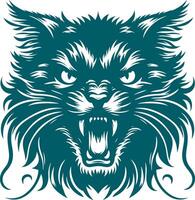Art of an Infuriated Cat Silhouette with Detailed Fur Patterns vector