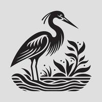 Heron bird silhouette vectors illustration