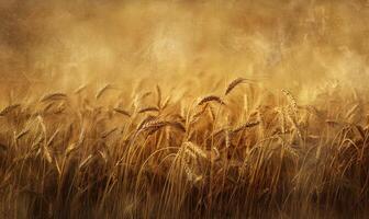 Closeup view of wheat in the field of wheat, selective focus photo