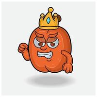 Peach Fruit Mascot Character Cartoon With Angry expression. For brand, label, packaging and product. vector