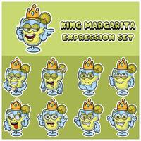 Cartoon Mascot Of Margarita Character with king and expression set. vector