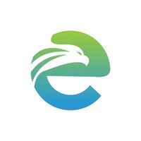 letter E and hawk logo with blue color vector