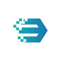 letter E logo abstract with fast icon vector