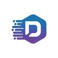 letter D logo abstract with fast icon vector