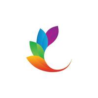 colored leaf logo design. plumered abstract symbol vector