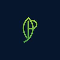 logo letter abstract P. leaf shaping with green color vector