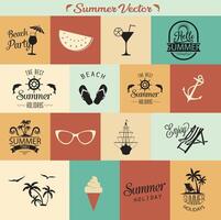 Summer Elements set , Typographic Summer set, Summer Beach Labels. Summer icon. vector