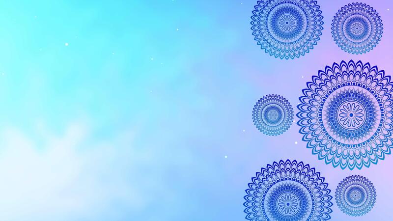 Flower Mandala Design on Light Blue and White Animated Background