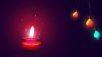 Beautiful Diya and Hanging Light on Particle Background video
