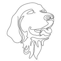 Labrador dog. Single line drawing. vector