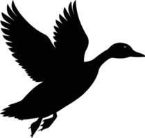 A flying duck black silhouette art design on white background vector