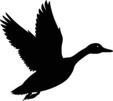 A flying duck black silhouette art design on white background vector