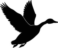 A flying duck black silhouette art design on white background vector