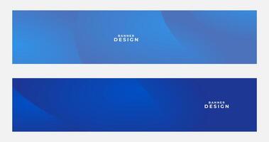set of blue banners with abstract gradient background with curve vector