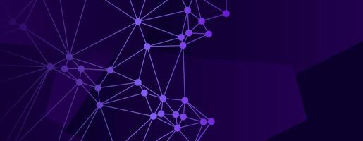 abstract dark purple background with connected dots lines vector
