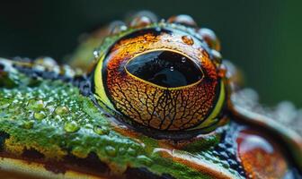 Macro portrait of a Rana arvalis with emphasis on eyes photo