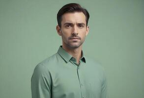 Positive man on clean background photo