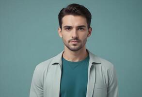 Positive man on clean background photo