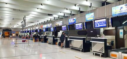 View of passengers activity and interior at terminal 1A Soekarno-Hatta International airport Jakarta, Indonesia - June 11 2024 photo
