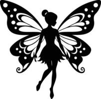 A whimsical silhouette of a butterfly with a fairy, combining elements of fantasy vector