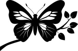 A butterfly in silhouette resting on a tree branch and adding a naturalistic element to the design vector