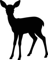 A silhouette of a baby deer standing on a white background vector