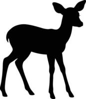 A silhouette of a baby deer standing on a white background vector