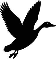 A flying duck black silhouette art design on white background vector