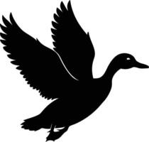 A flying duck black silhouette art design on white background vector