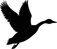 A flying duck black silhouette art design on white background vector