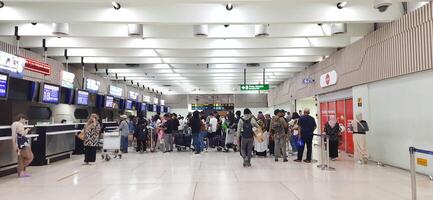 View of passengers activity and interior at terminal 1A Soekarno-Hatta International airport Jakarta, Indonesia - June 11 2024 photo