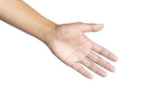 Man's hands making gestures isolated white background photo